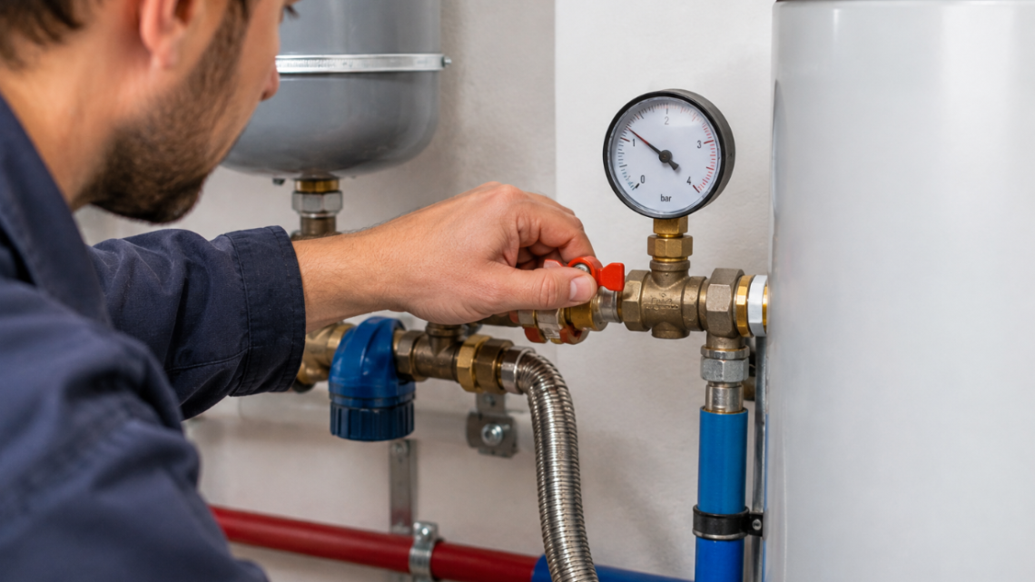 Remettre de la pression eau : robinet de remplissage et manomètre