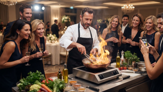 Mise en scène culinaire : le show cooking devant les invités